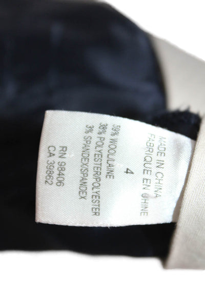 Theory Unisex Dress Pants Dark Blue Solid Wool Blend Button Size 4