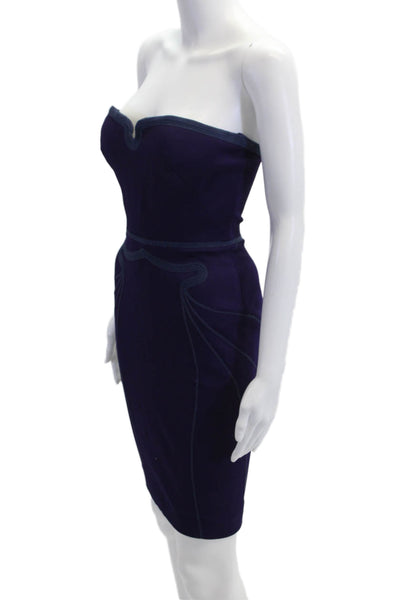 Zac Posen Womens Bodycon Pencil Dress Dark Blue Sleeveless Zip Size 2