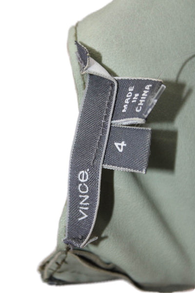 Vince Womens Sheath Dress Green Zip Sleeveless Crew Neck Acetate Size 4