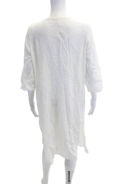 Eberjey Womens Cotton Sheer Lace Trim Sleepwear Dress White Size S/M