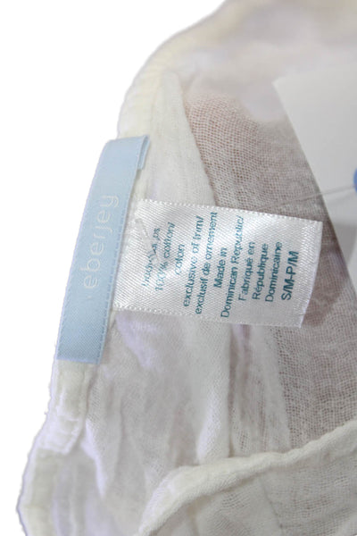 Eberjey Womens Cotton Sheer Lace Trim Sleepwear Dress White Size S/M