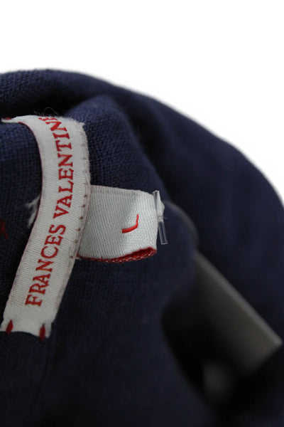 Frances Valentine Mens Point Collar Button-Up Long Sleeve Blue Linen Size L