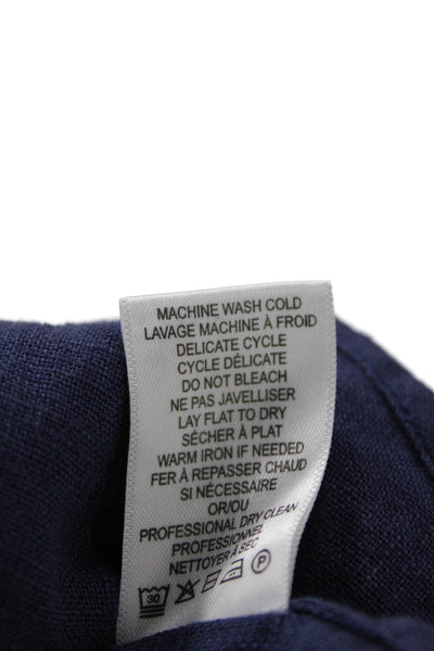 Frances Valentine Mens Point Collar Button-Up Long Sleeve Blue Linen Size L
