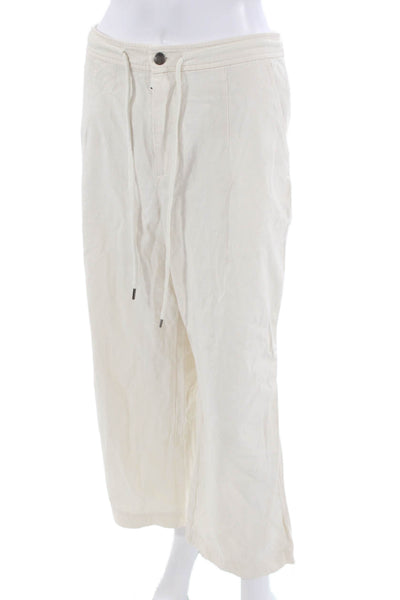 Lilla P Women Cropped Jogger Pants Beige Cotton Inseam 26 Size L