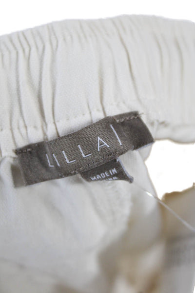 Lilla P Women Cropped Jogger Pants Beige Cotton Inseam 26 Size L