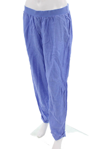 Rosso35 Women Blue Linen Jogger Pants Size 48