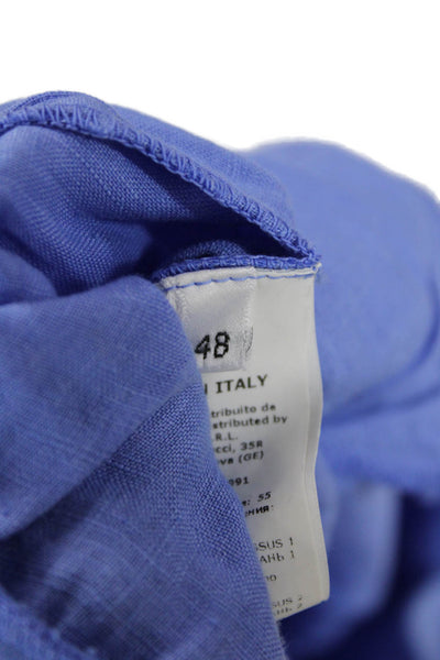 Rosso35 Women Blue Linen Jogger Pants Size 48