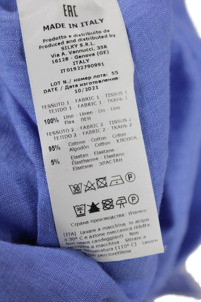 Rosso35 Women Blue Linen Jogger Pants Size 48