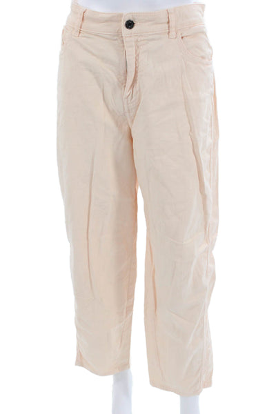 Vanessa Bruno Women Beige Cropped Chino Pants High Rise Button Size 42