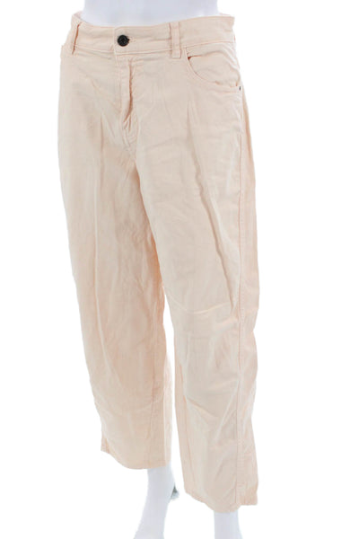 Vanessa Bruno Women Beige Cropped Chino Pants High Rise Button Size 42
