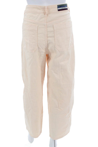 Vanessa Bruno Women Beige Cropped Chino Pants High Rise Button Size 42