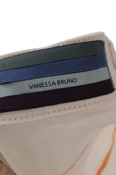 Vanessa Bruno Women Beige Cropped Chino Pants High Rise Button Size 42