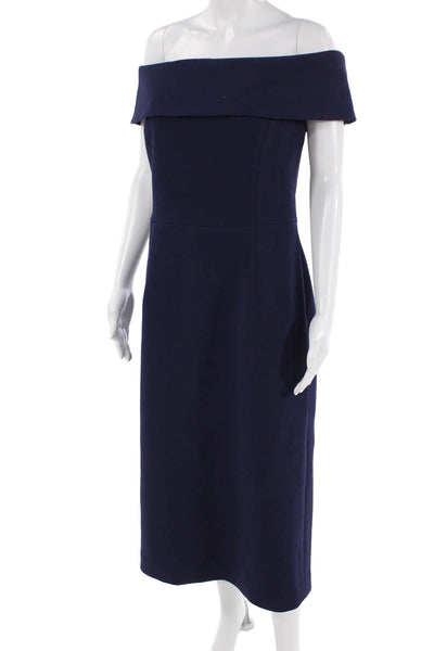 Rebecca Vallance Women Sheath Dress Dark Blue Midi Button Size 12