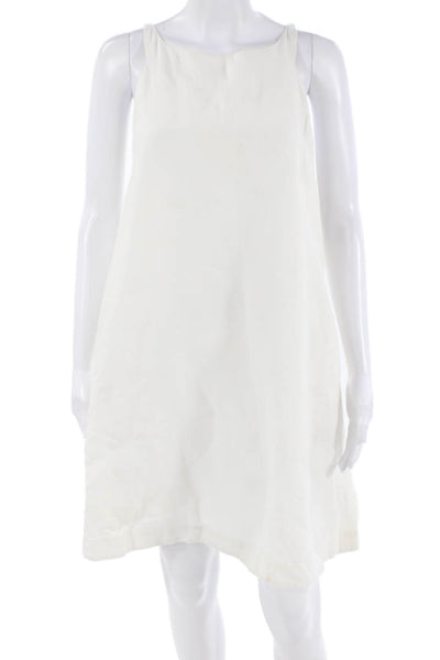 Michelle Farmer Women Shift Tank Dress White Sleeveless Zip Size S
