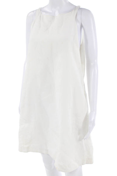 Michelle Farmer Women Shift Tank Dress White Sleeveless Zip Size S