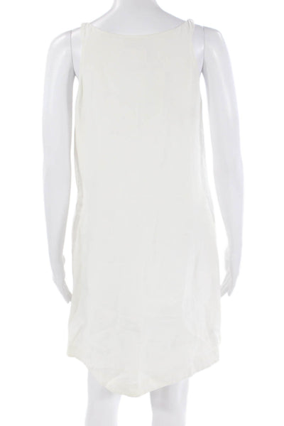 Michelle Farmer Women Shift Tank Dress White Sleeveless Zip Size S