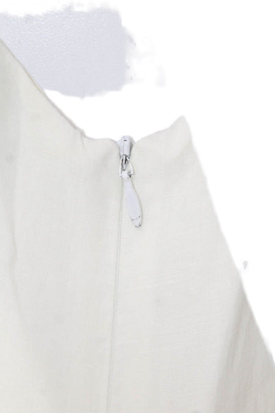 Michelle Farmer Women Shift Tank Dress White Sleeveless Zip Size S
