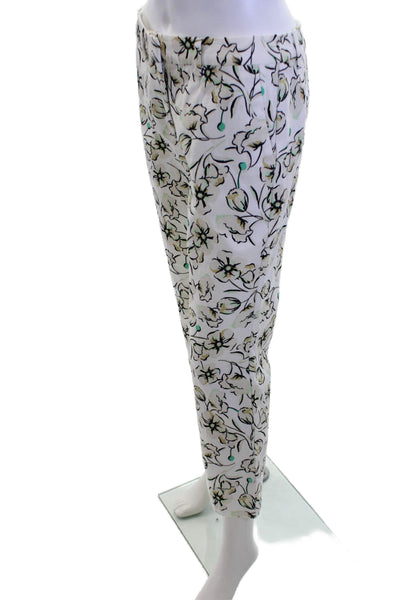 Marella Womens Cropped Ankle Floral Pants White Size 4