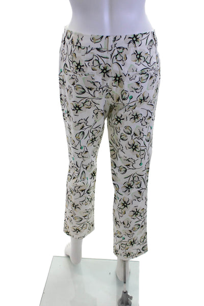 Marella Womens Cropped Ankle Floral Pants White Size 4