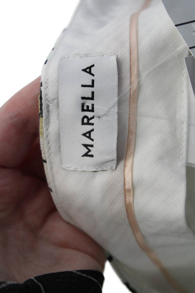 Marella Womens Cropped Ankle Floral Pants White Size 4