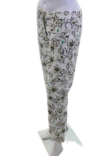 Marella Women Cropped Ankle Floral Pants White Size 6