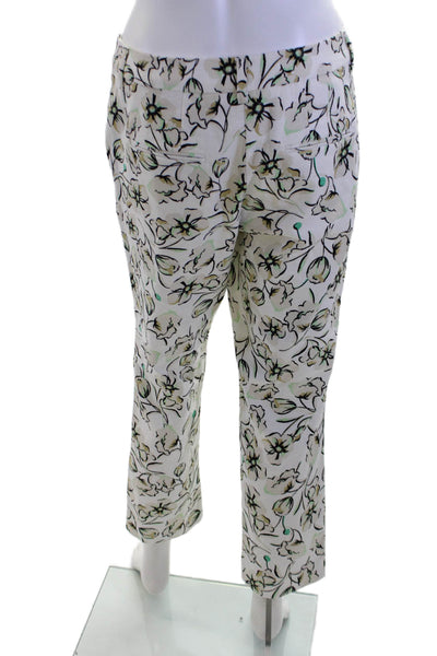 Marella Women Cropped Ankle Floral Pants White Size 6