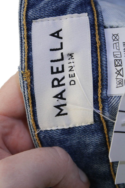 Marella Women Blue Straight Pencil Long Skirt 98% Cotton 2% Elastane Size 8