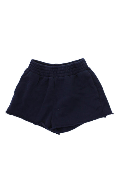 Katie J Girls Cotton Elastic Waist Raw Hem Sweat Shorts Blue Size S