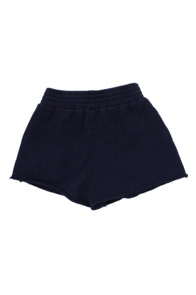 Katie J Girls Cotton Elastic Waist Raw Hem Sweat Shorts Blue Size S
