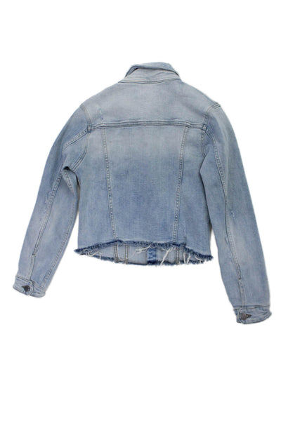 DL 1961 Womens Light Blue Collared Button Jacket Cotton Long Sleeve Size L