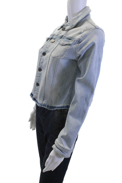 DL 1961, Womens Light Blue Collared Button Jacket Long Sleeve Size L