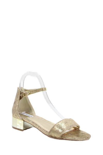 Steve Madden Womens Metallic Open Toe Ankle Strap Heels Gold Size 8