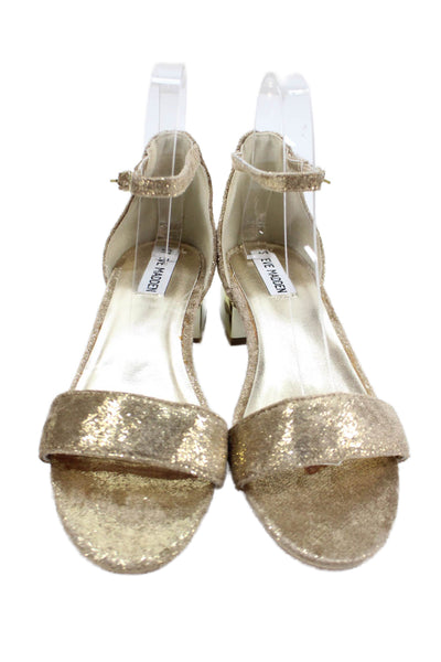 Steve Madden Womens Metallic Open Toe Ankle Strap Heels Gold Size 8