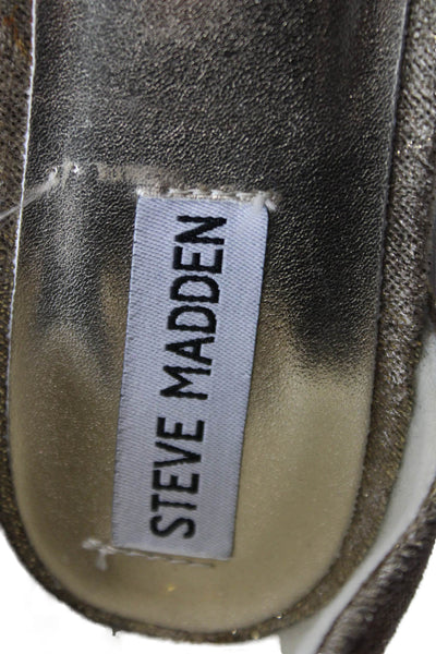 Steve Madden Womens Metallic Open Toe Ankle Strap Heels Gold Size 8
