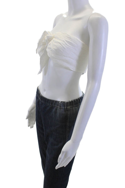 Anthropologie Womens Cropped Sleeveless Tie-Front Cotton Top White Size S