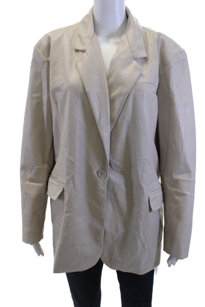 Blank NYC Womens Beige Collared Button Blazer Long Sleeve Size L