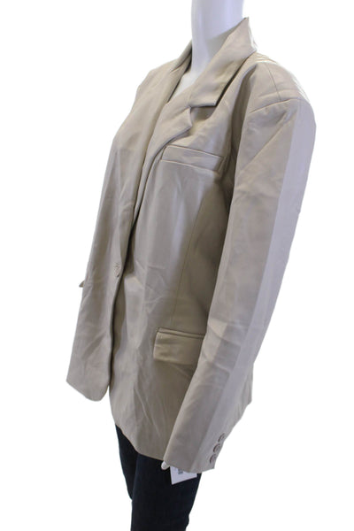 Blank NYC Womens Beige Collared Button Blazer Long Sleeve Size L