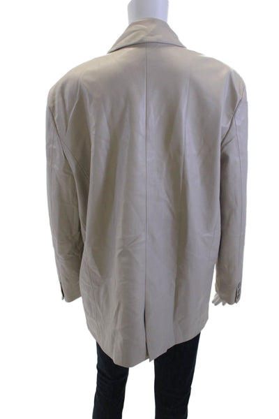 Blank NYC Womens Beige Collared Button Blazer Long Sleeve Size L
