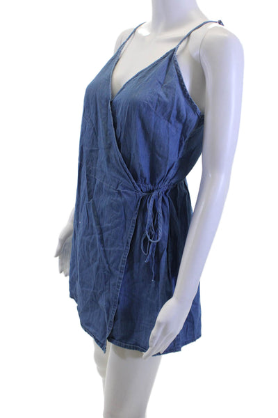 BCBGeneration Women Jumpsuit Blue V-Neck Sleeveless 100% Cotton Size M