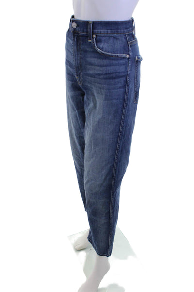 7 For All Mankind Womens Cropped Mom Jeans Dark Blue High Rise Size 31