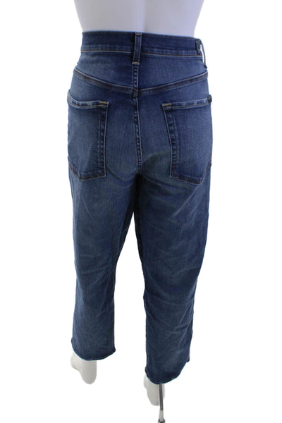 7 For All Mankind Womens Cropped Mom Jeans Dark Blue High Rise Size 31