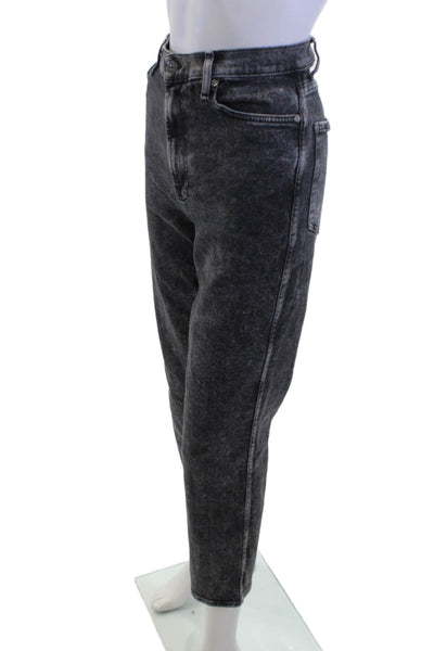 7 For All Mankind Women Dark Gray High Rise Ankle Mom Cropped Jeans Size 30