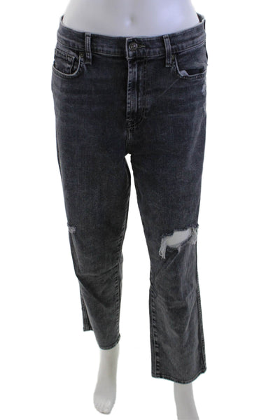 7 For All Mankind Women Boyfriend Cropped Dark Gray High Rise Jeans Size 30