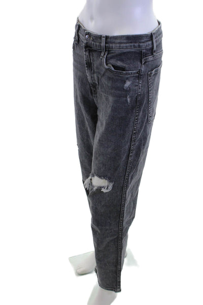 7 For All Mankind Women Boyfriend Cropped Dark Gray High Rise Jeans Size 30