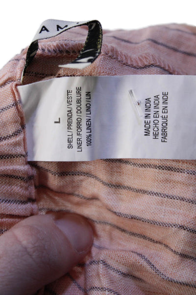 Vitamin A Women Jumpsuit Pink Striped Linen Boatneck Sleeveless Size L