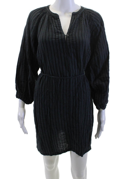 Neve & Hawk Women Kaftan Black Striped Long Sleeve Round Neck Size L