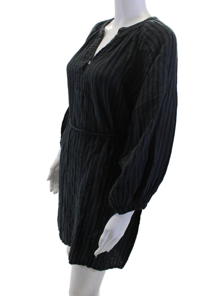 Neve & Hawk Women Kaftan Black Striped Long Sleeve Round Neck Size L