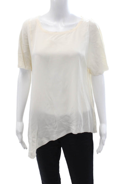 Rag & Bone Women Basic White Silk Square Neck Short Sleeve Blouse Size M