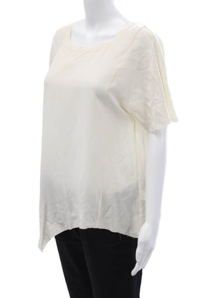 Rag & Bone Women Basic White Silk Square Neck Short Sleeve Blouse Size M