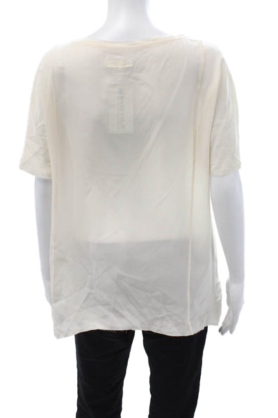 Rag & Bone Women Basic White Silk Square Neck Short Sleeve Blouse Size M